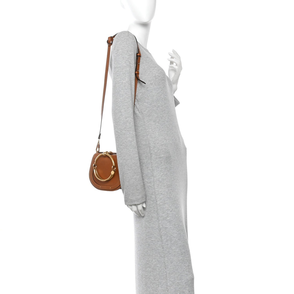 Calfskin Suede Medium Nile Bracelet Bag Caramel