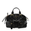 Crinkled Calfskin Small Grand Tour Bowling Bag Black