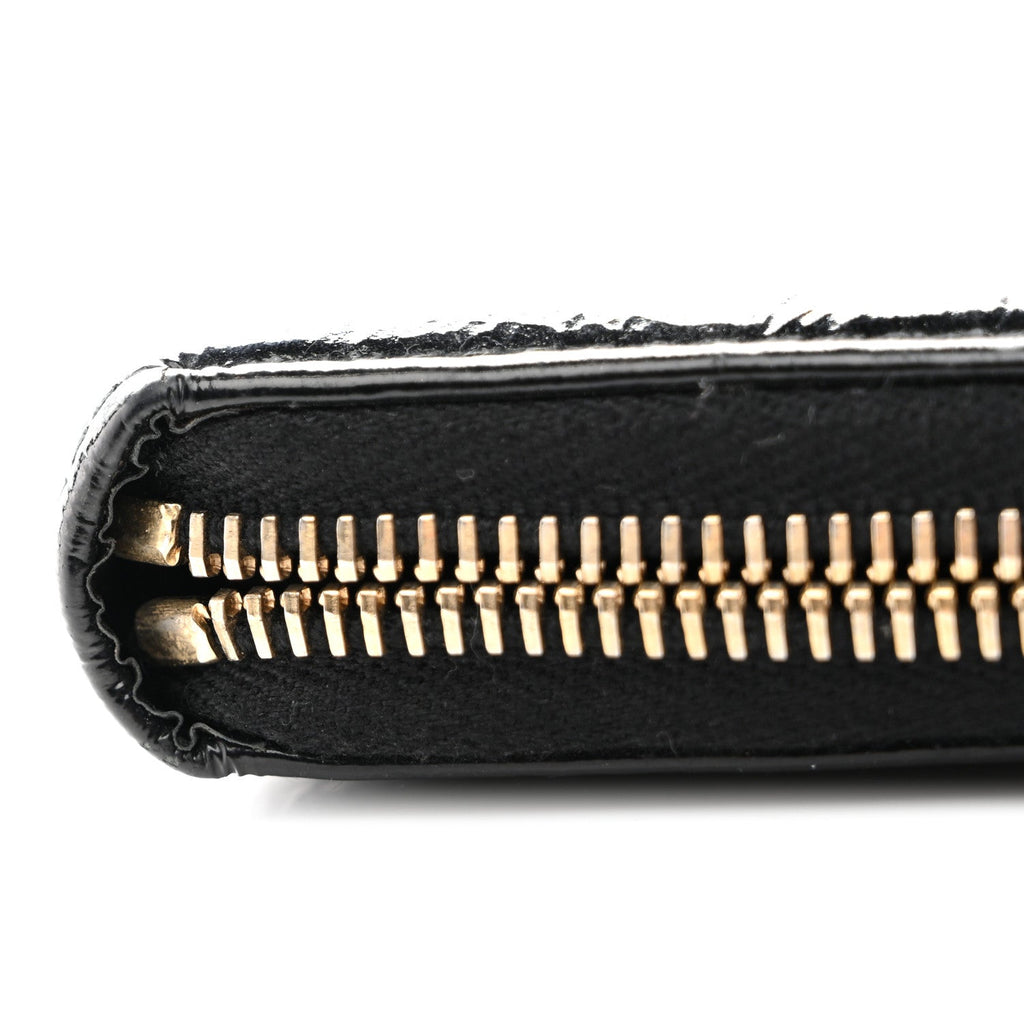 Textured Patent Monogram Belle De Jour Zip Around Wallet Black