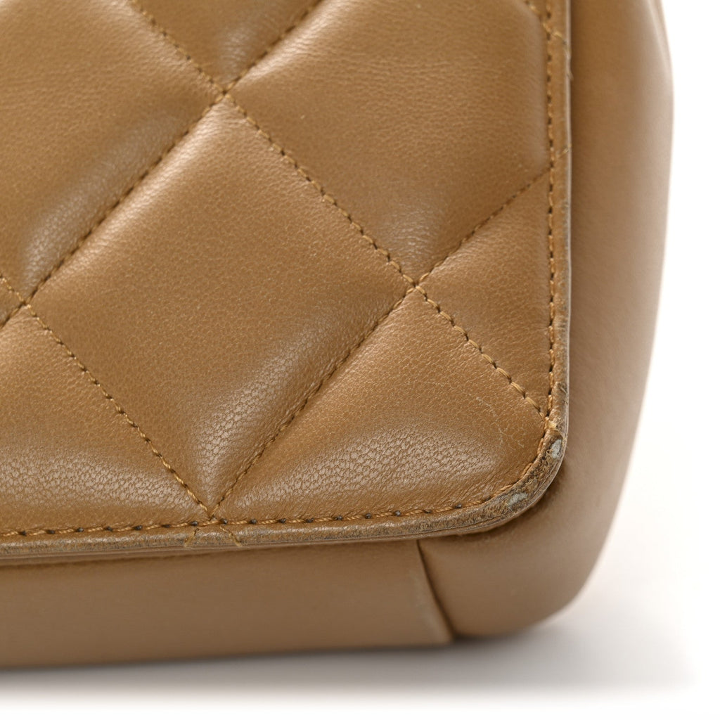 Lambskin Quilted Medium Diamond CC Flap Beige