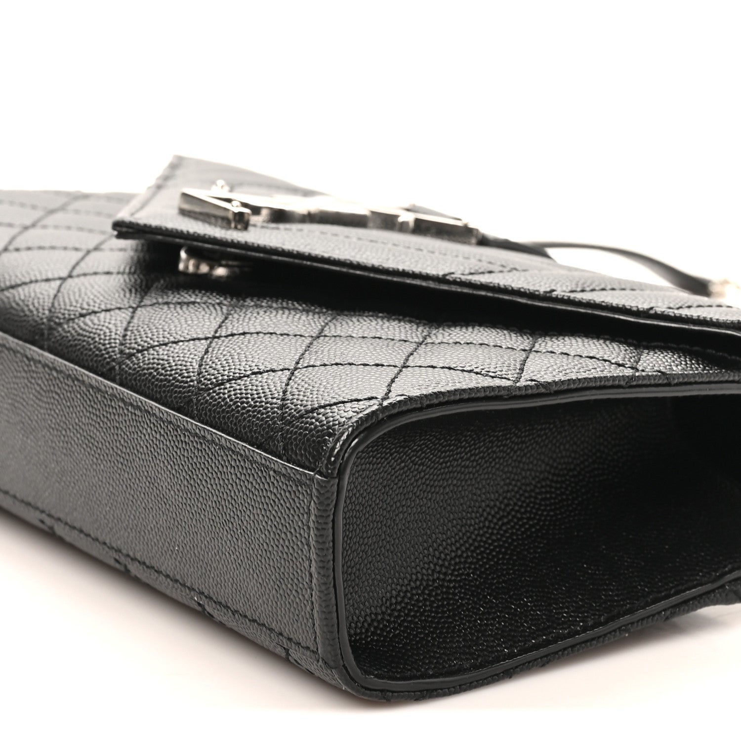 Grain De Poudre Textured Mixed Matelasse Triquilt Small Monogram Satchel Black