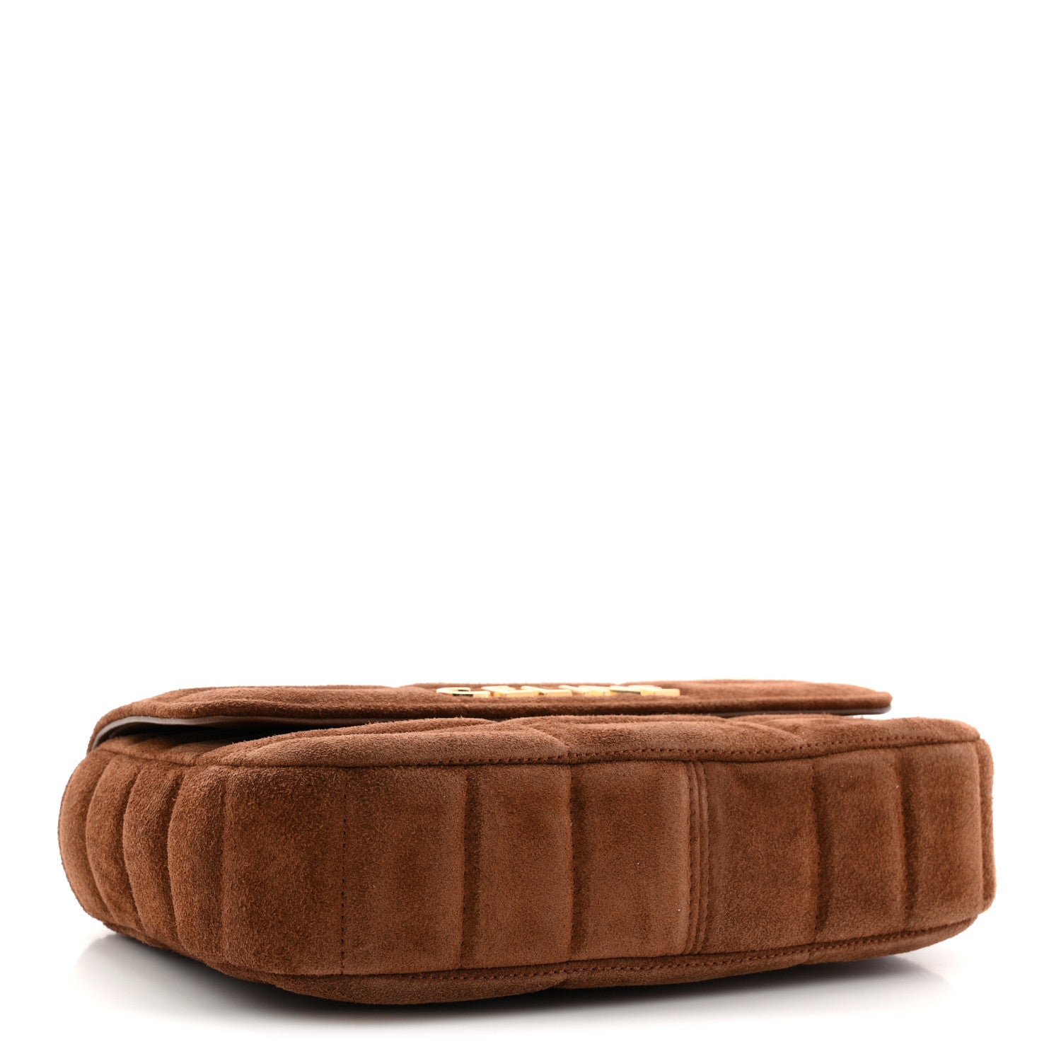 Suede Matelasse Quilted Chain Shoulder Bag Brown