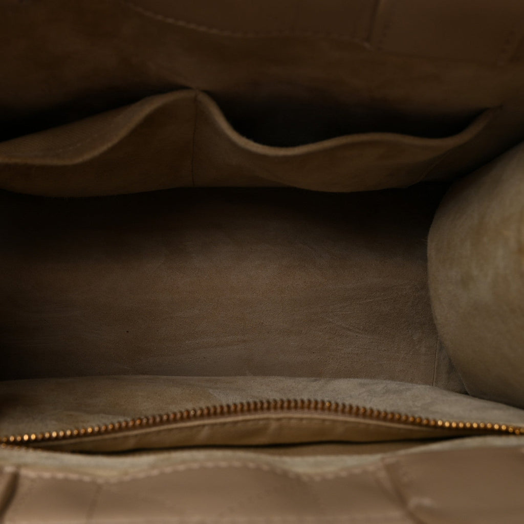 Calfskin Macro Cannage Small Book Tote Taupe