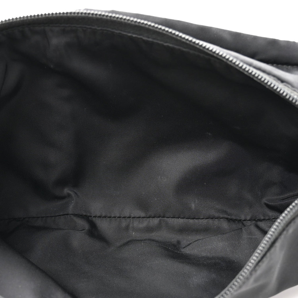 Re-Nylon Saffiano Metal Triple Pocket Belt Bag Black