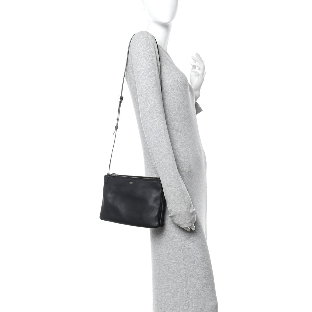 Lambskin Large Trio Crossbody Bag Black