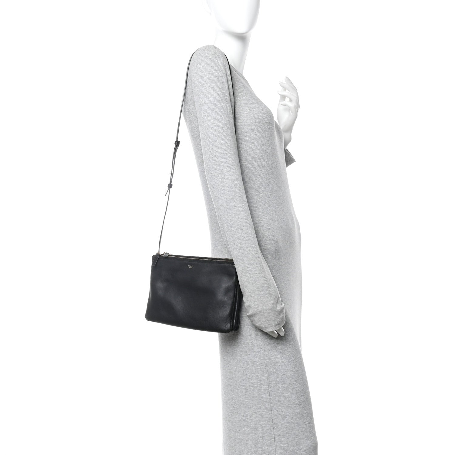 Lambskin Large Trio Crossbody Bag Black