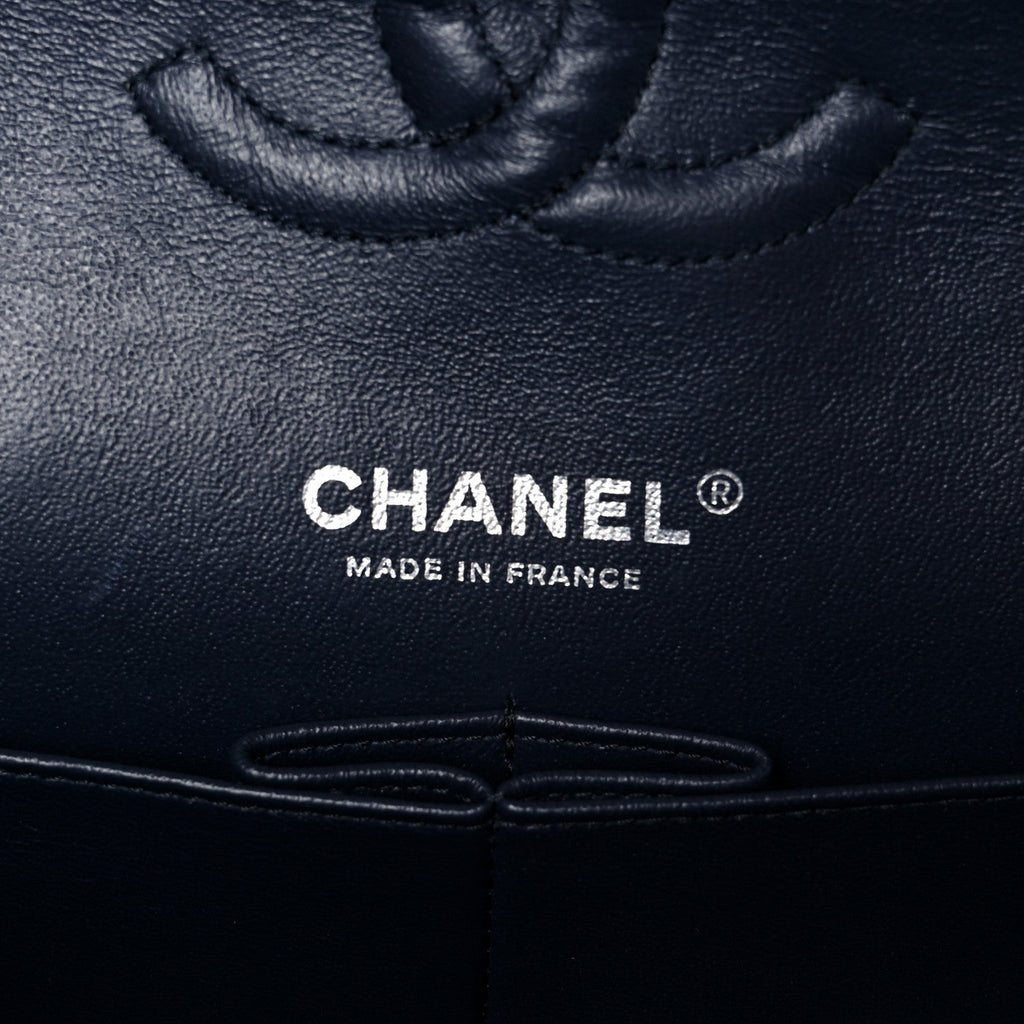 Caviar Quilted Medium Double Flap Navy
