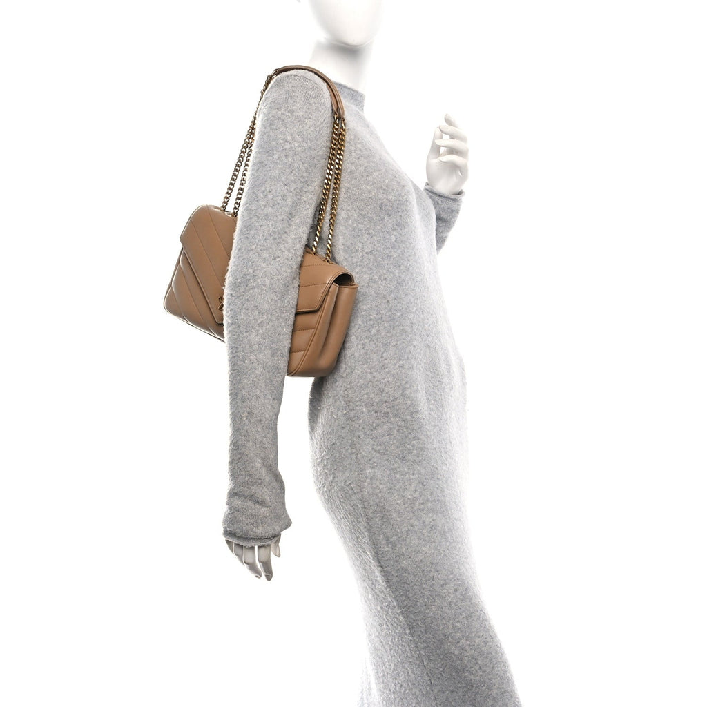 Lambskin Chevron Quilted Medium LouLou Natural Tan