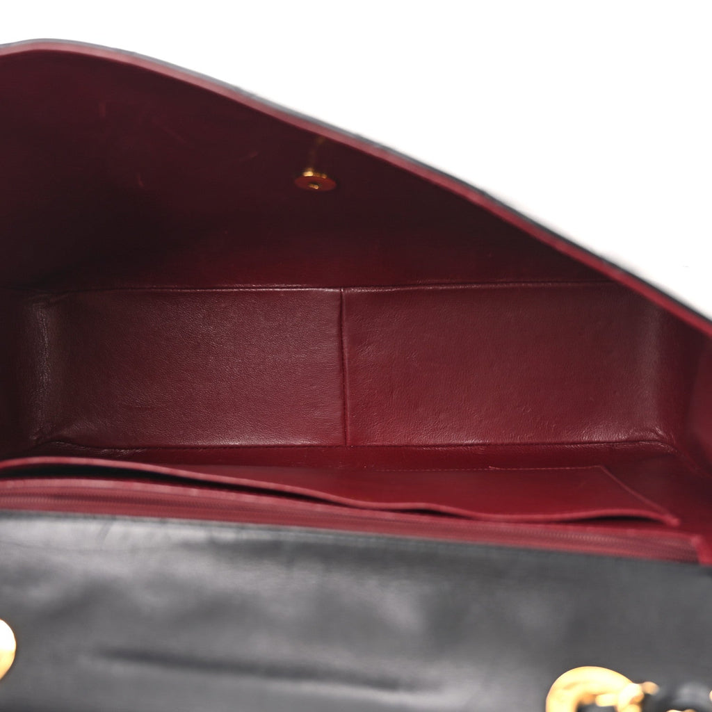 Lambskin Quilted XL Jumbo Single Flap Black