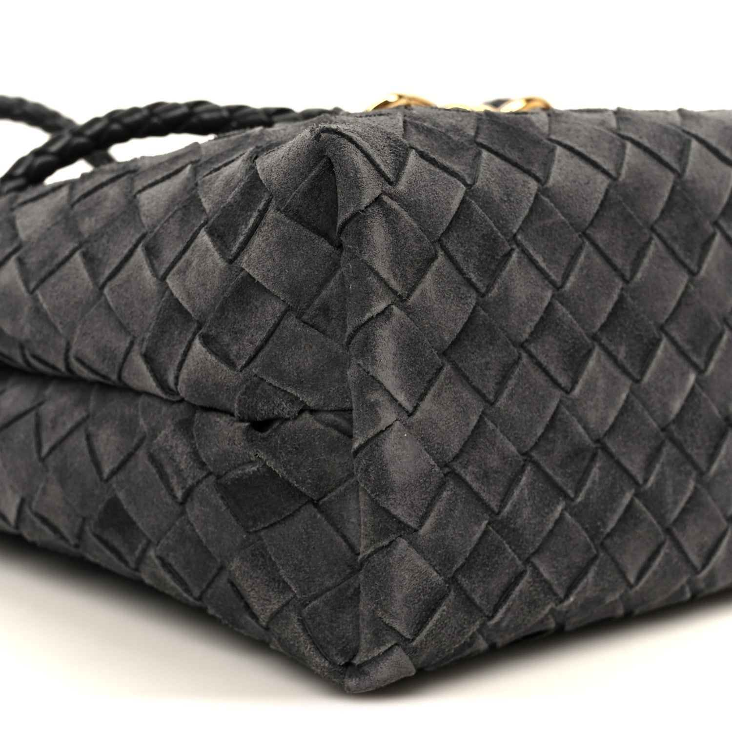 Suede Intrecciato Small Andiamo Shoulder Bag Graphite