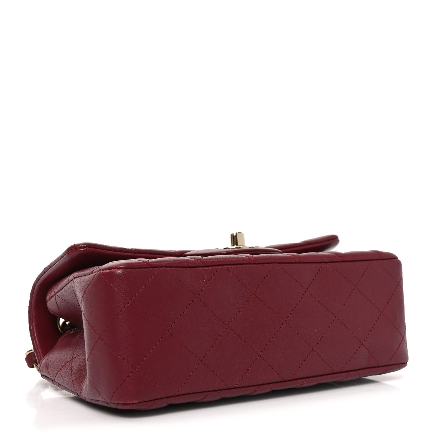 Lambskin Quilted Mini Rectangular Flap Burgundy