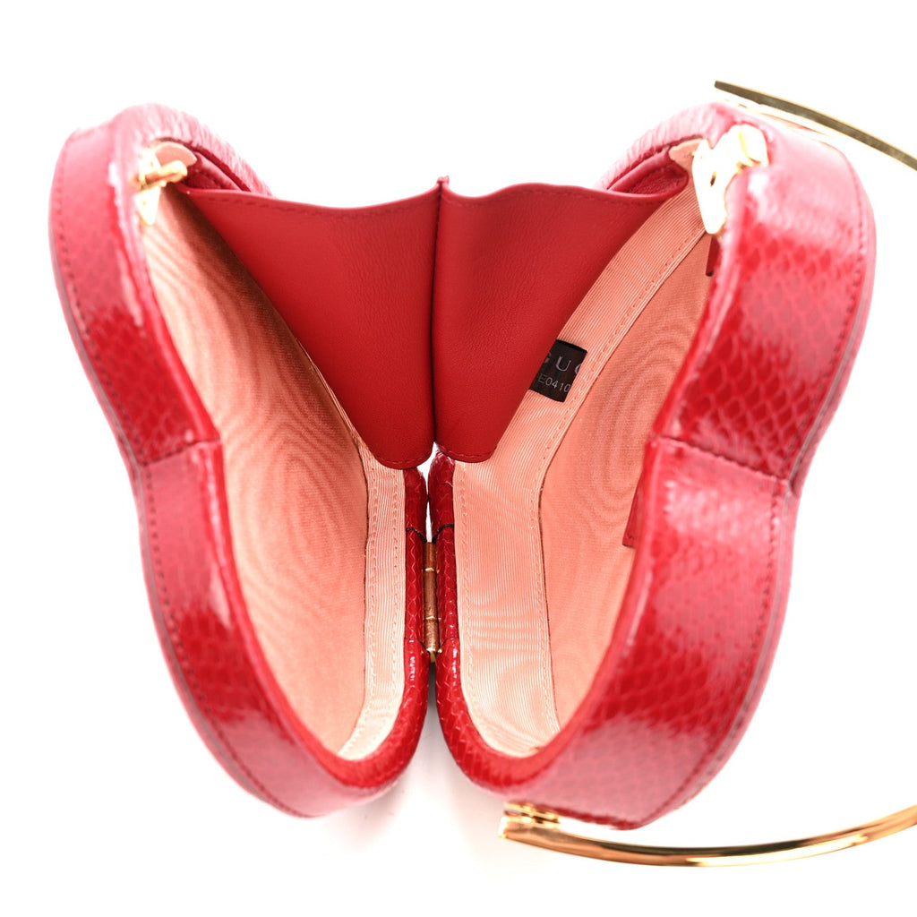 Snakeskin Broadway Mini Heart Top Handle Bag Rasberry Candy