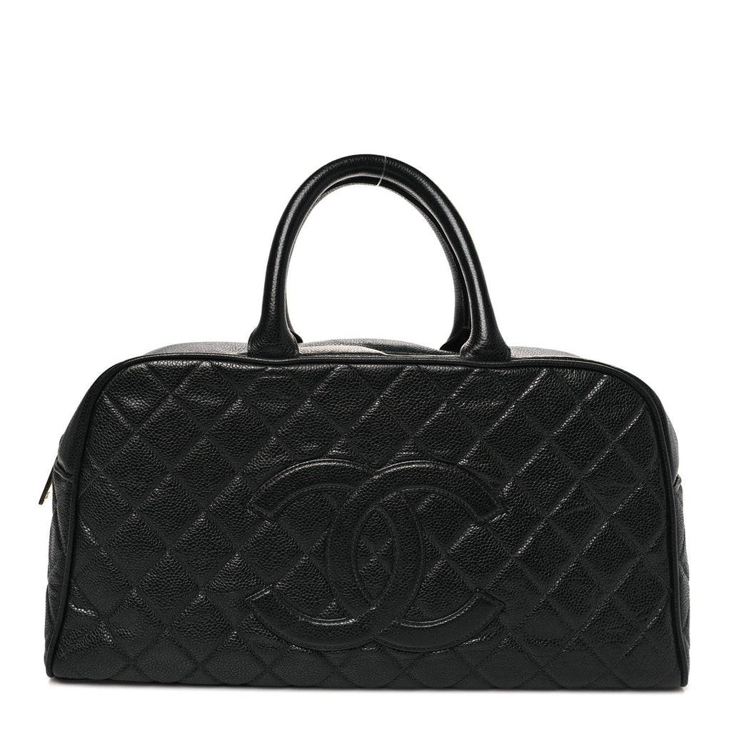 Caviar Quilted Large Bowler Black