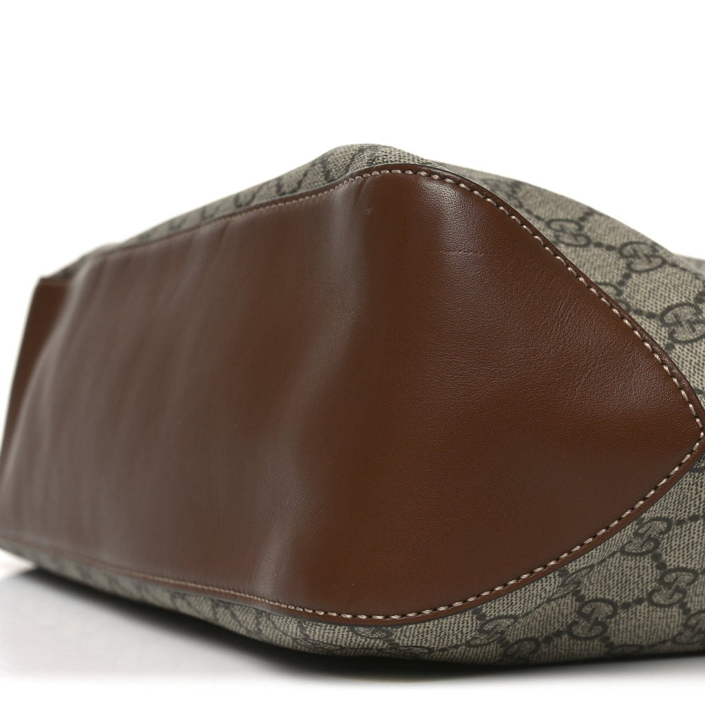 GG Supreme Monogram Large Linea A Hobo Light Brown