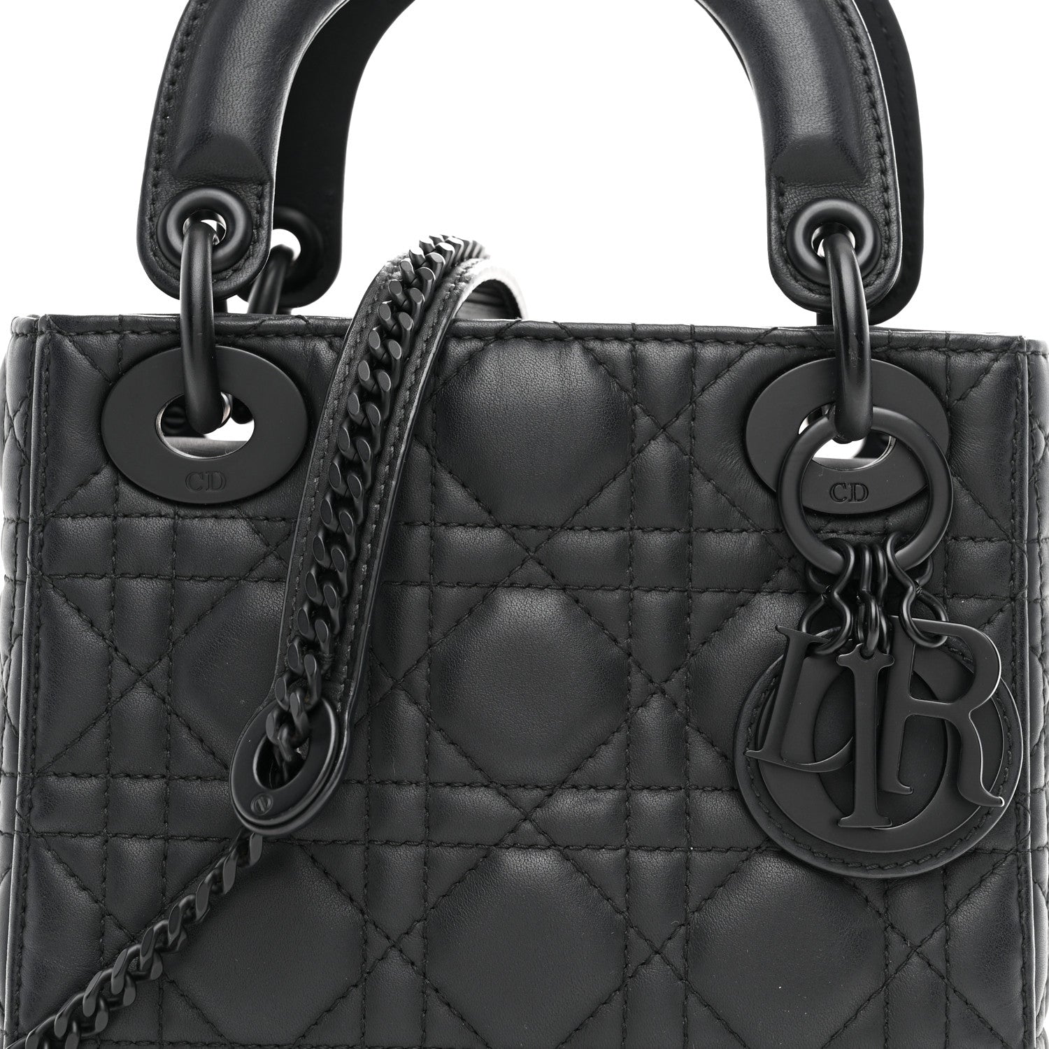 Ultra Matte Calfskin Cannage Mini Lady Dior Black