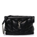 Lambskin Quilted Medium Loulou Puffer Monogram Chain Satchel Black