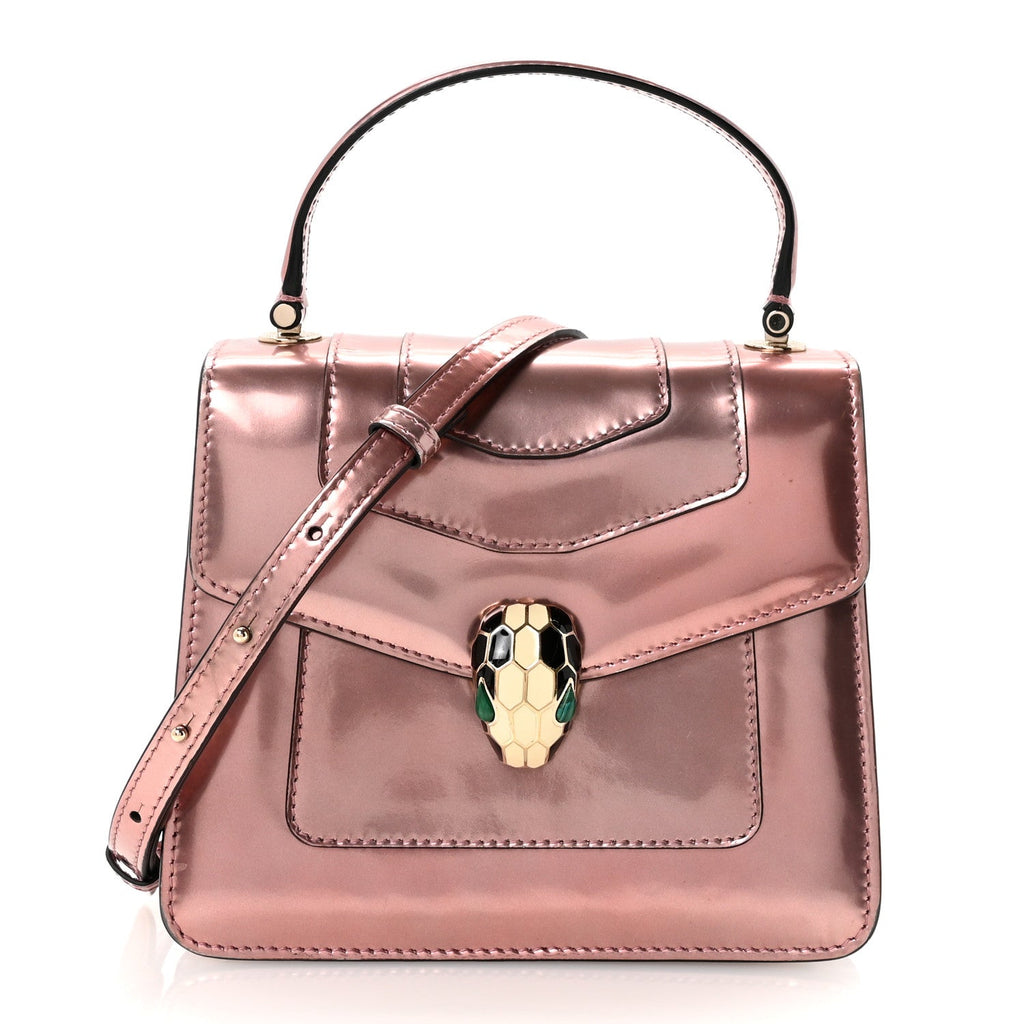 Metallic Calfskin Serpenti Forever Top Handle Rose Quartz