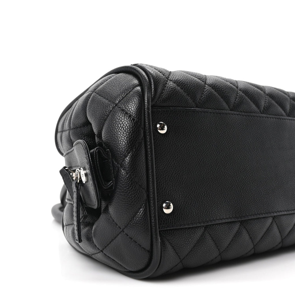 Caviar Quilted Timeless Bowler Black