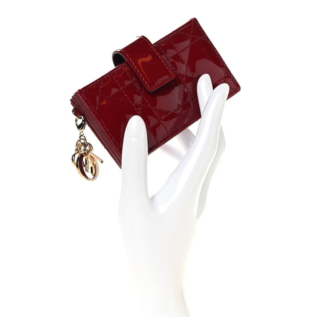 Patent Cannage Lady Dior 5-Gusset  Holder Rouge