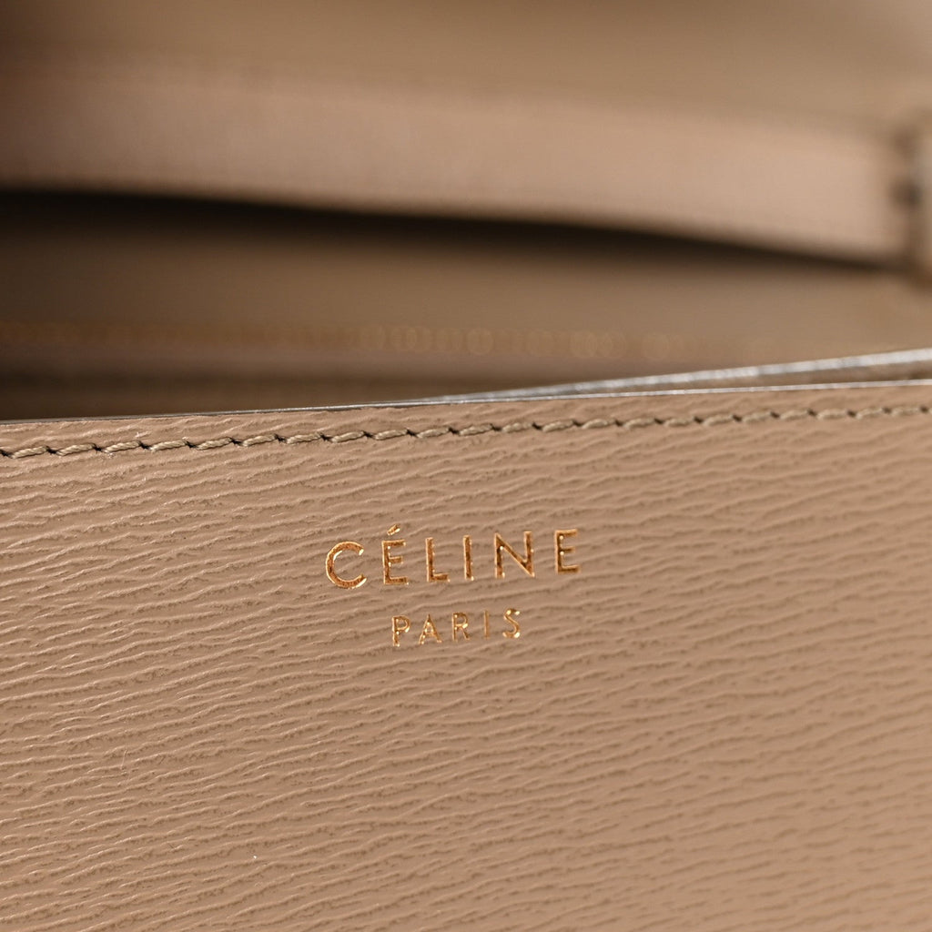 Liege Calfskin Medium Classic Box Flap Bag Taupe