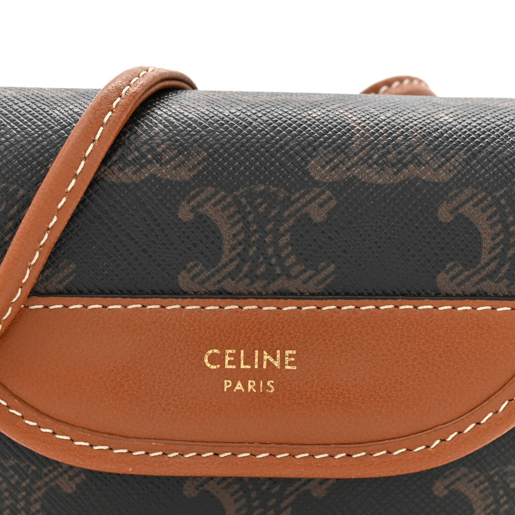 Canvas Calfskin Triomphe Airpod Case Tan