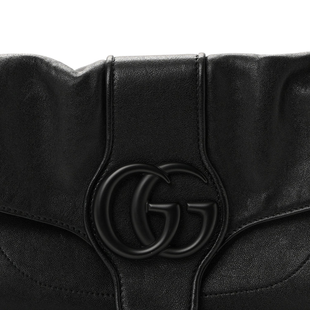 Goatskin Small GG Monochrome Aphrodite Shoulder Bag Black