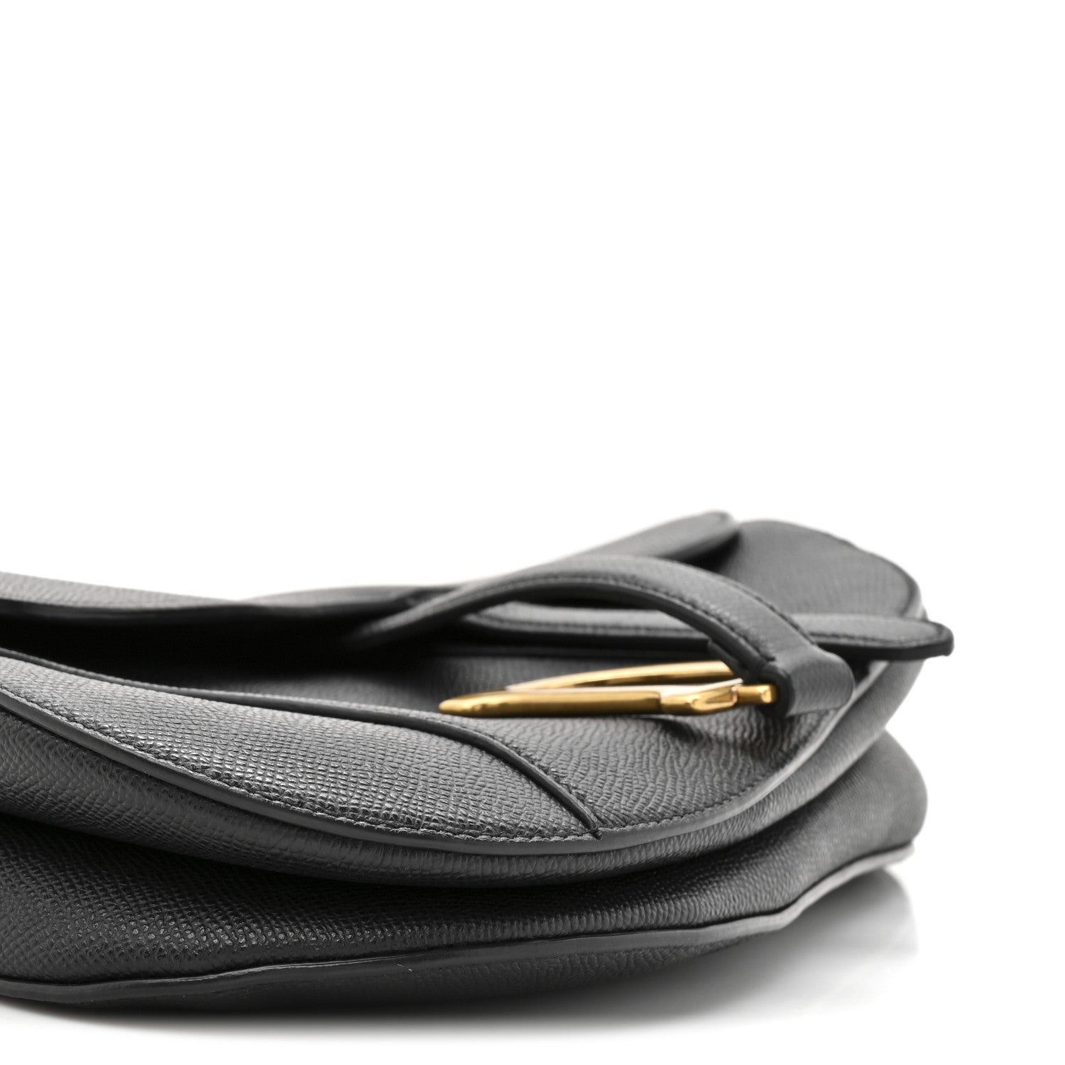 Grained Calfskin Saddle Bag Black