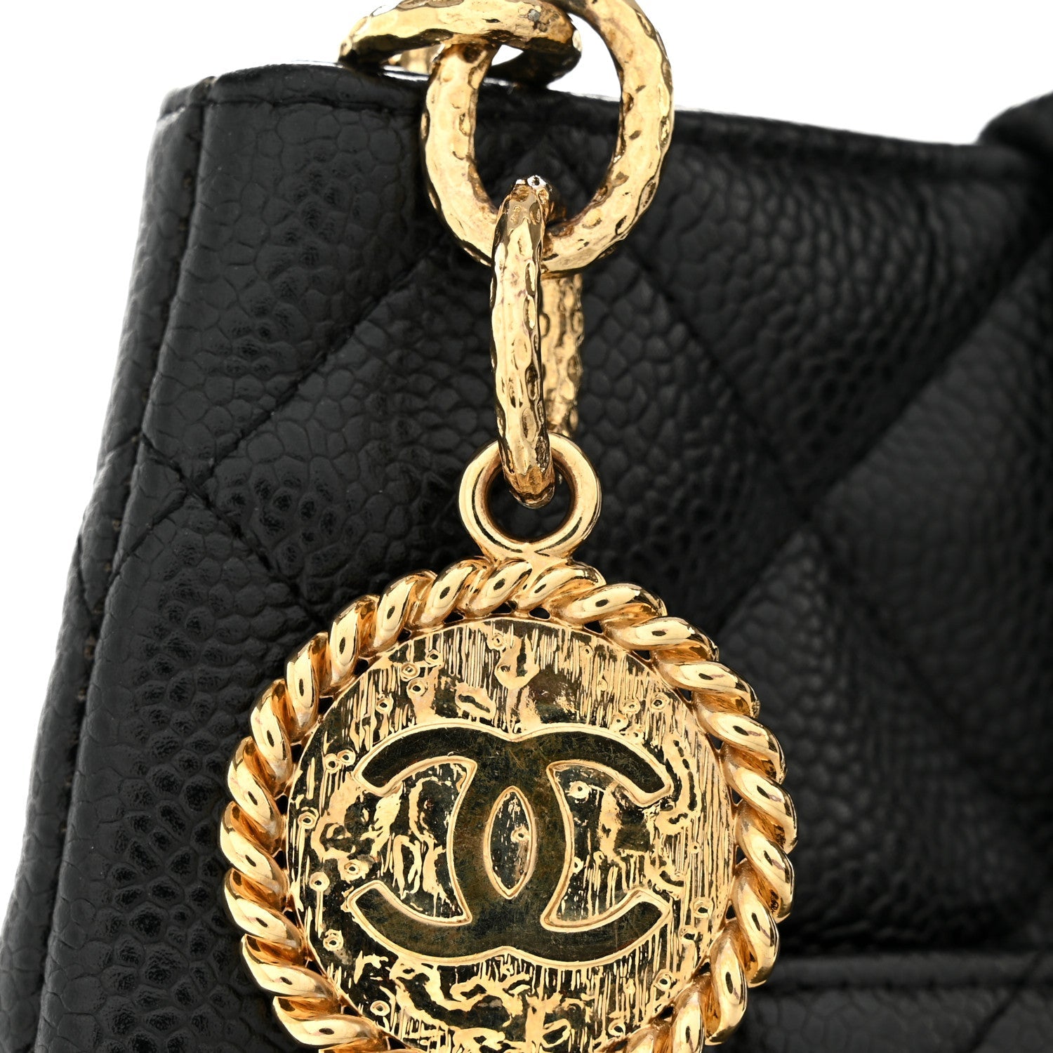 Caviar Quilted Medallion Tote Black