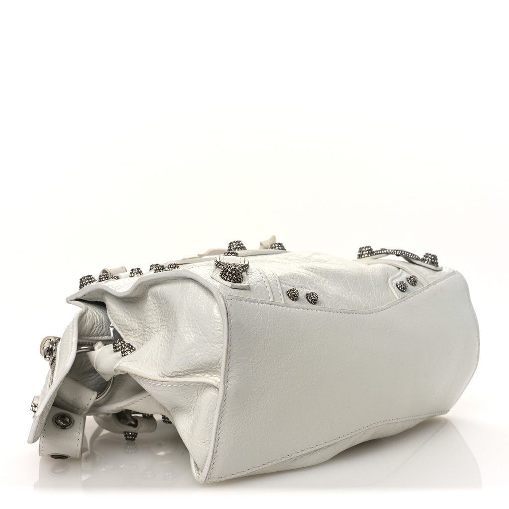 Agneau Arena Crystal Neo Cagole Handbag XS Optic White