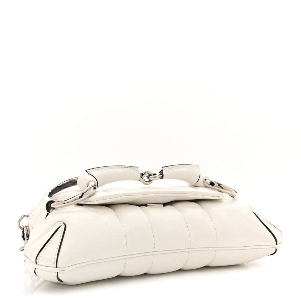 Nappa Vertical Matelasse Small Maxi Horsebit Chain Shoulder Bag Great White