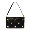 Nappa Quilted Roman Stud Zip Pouch Black