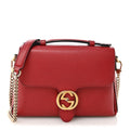 Dollar Calfskin Interlocking G Top Handle Shoulder Bag Red