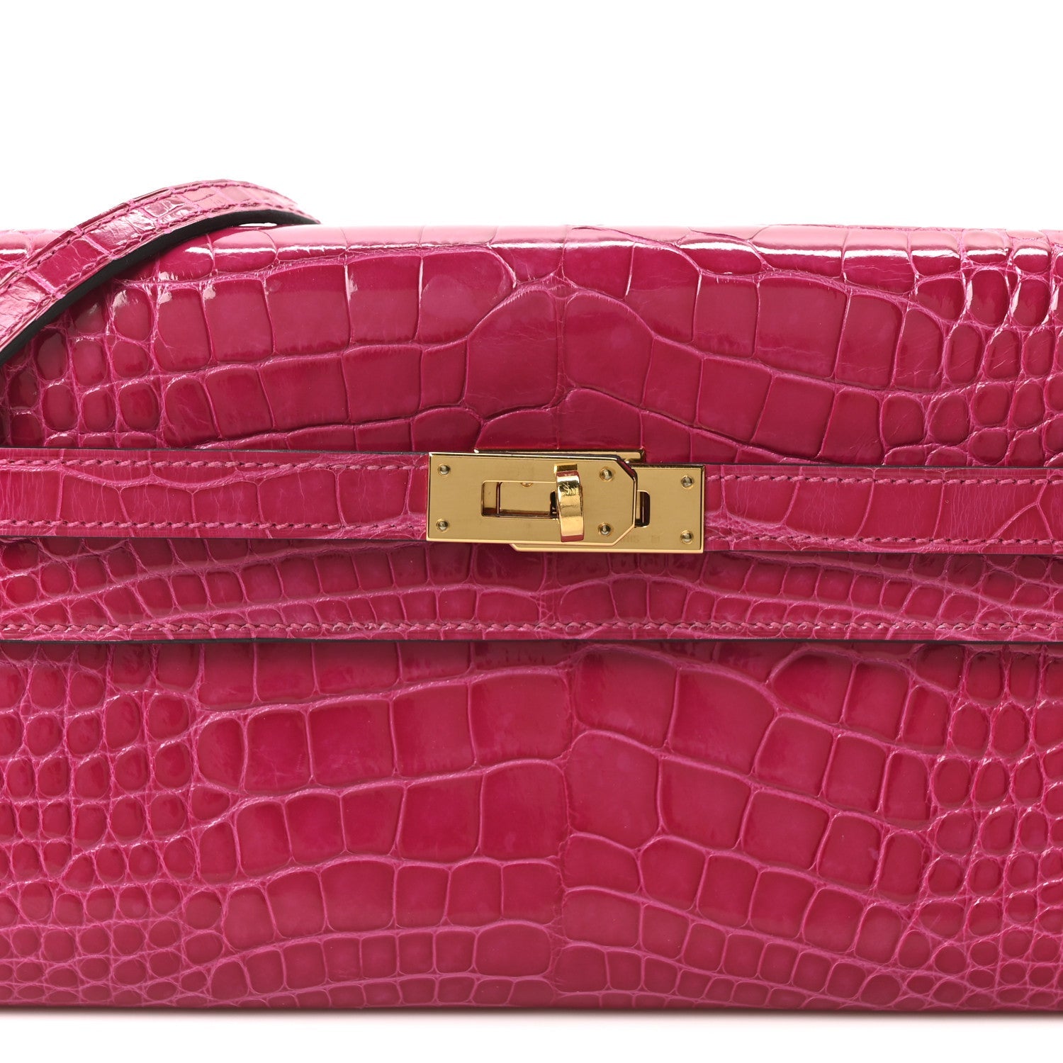 Shiny Alligator Kelly Wallet To Go Rose Scheherazade