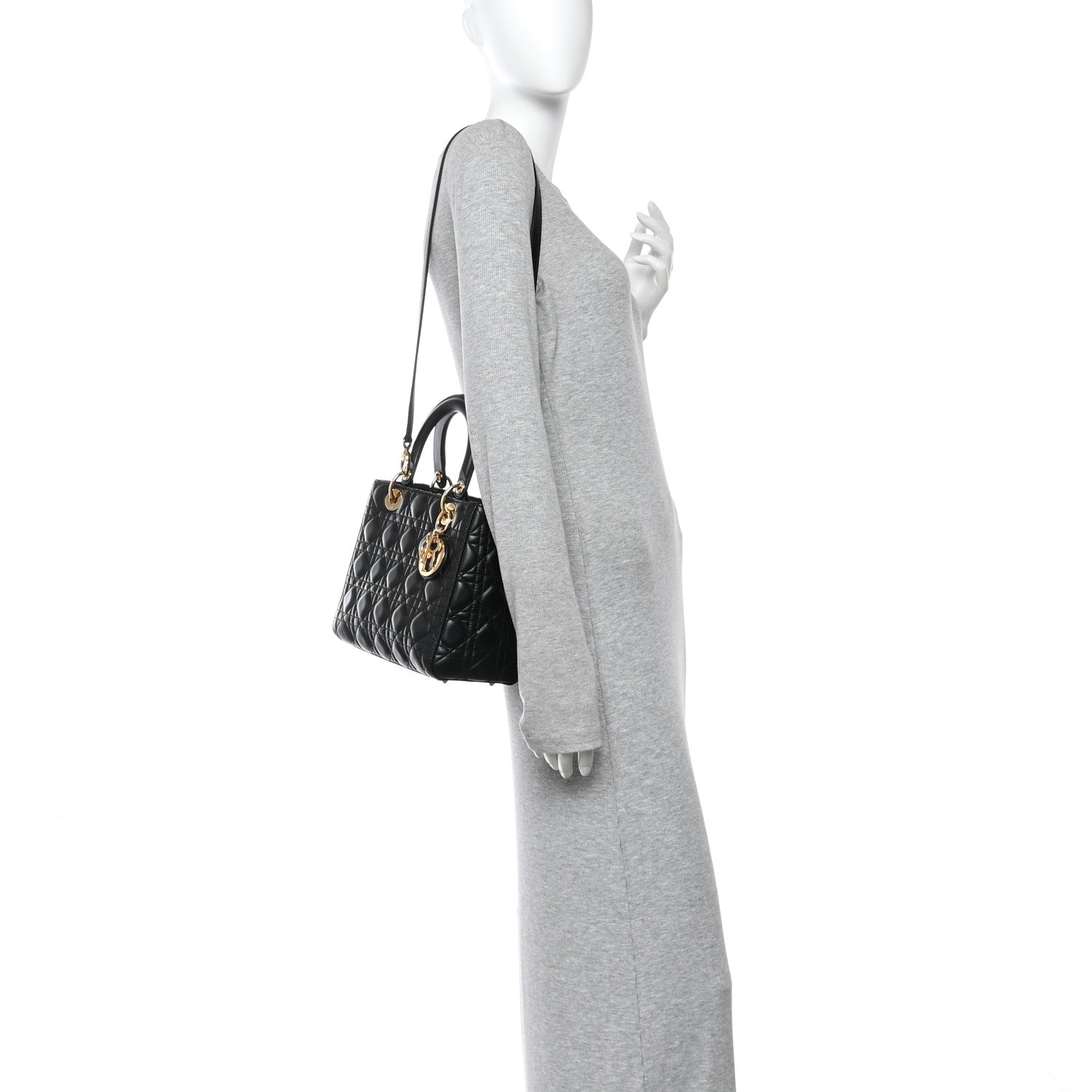 Lambskin Cannage Medium Lady Dior Black