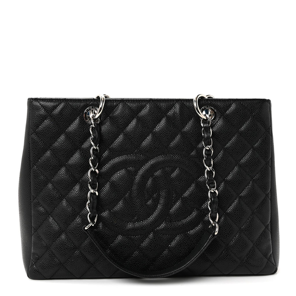 Caviar Quilted Grand Shopping Tote GST Black
