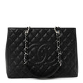Caviar Quilted Grand Shopping Tote GST Black