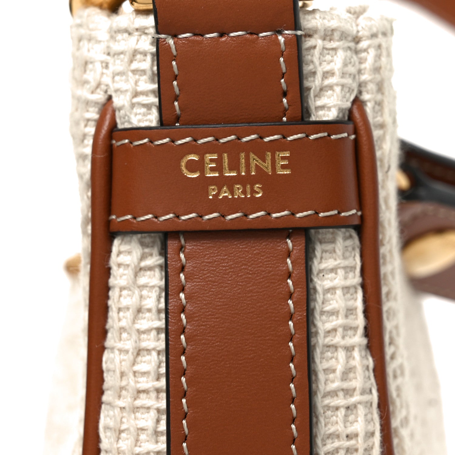Crochet Embroidered Ava Triomphe Shoulder Bag White Tan