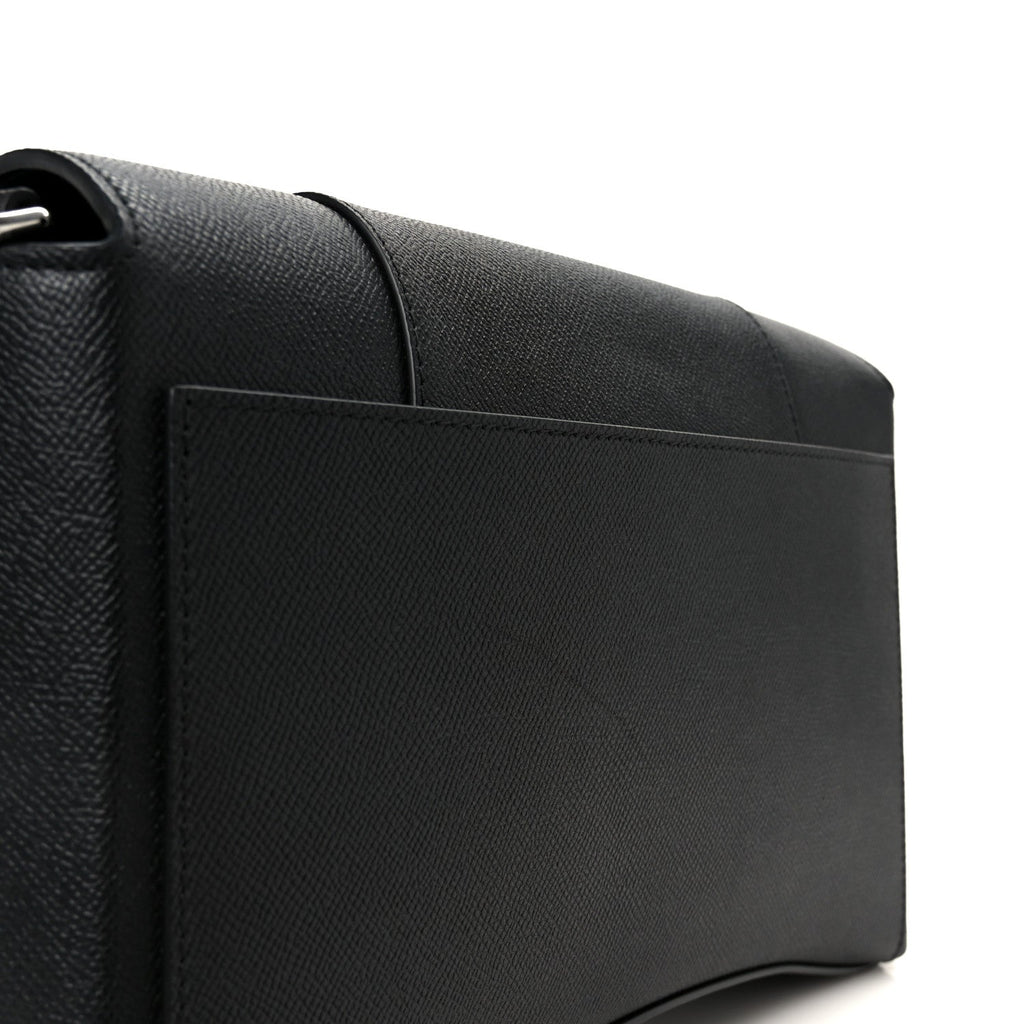 Semi Matte Soft Textured Calfskin Downtown Shoulder Bag Black