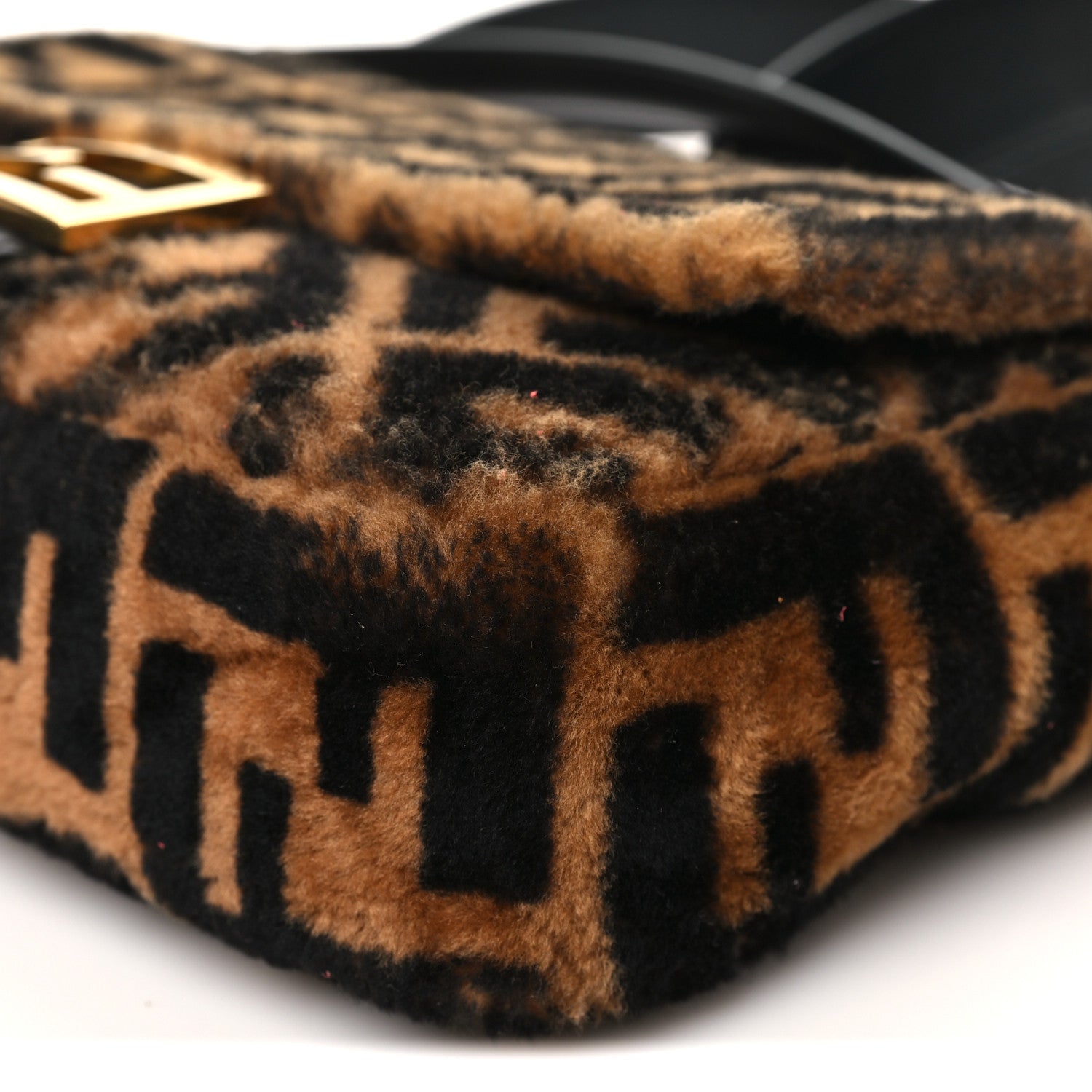 Shearling Vitello Dolce Macro FF 1974 Baguette Tobacco Black