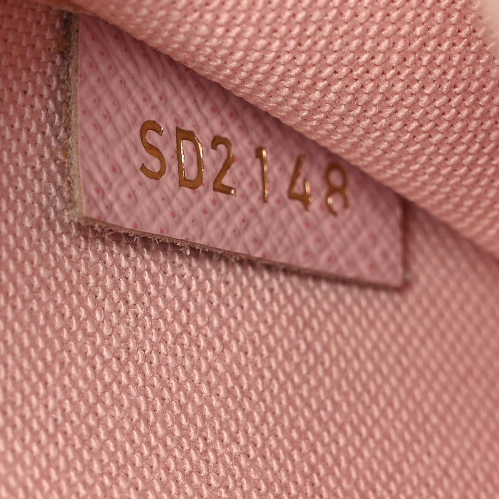 Damier Azur Pochette Felicie Chain Wallet Rose Ballerine
