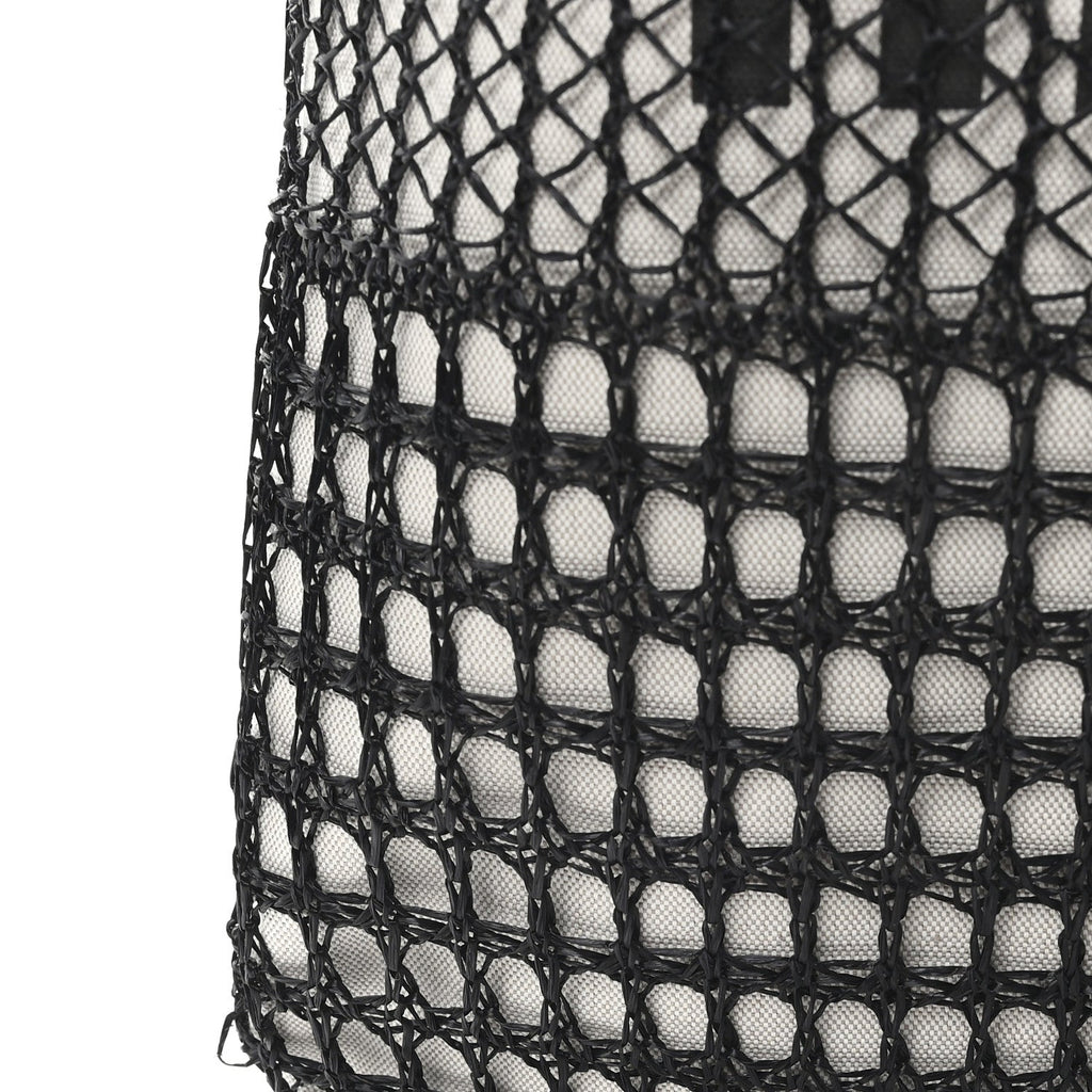 Raffia Effect Linen Logo Ivy Bag Black Natural