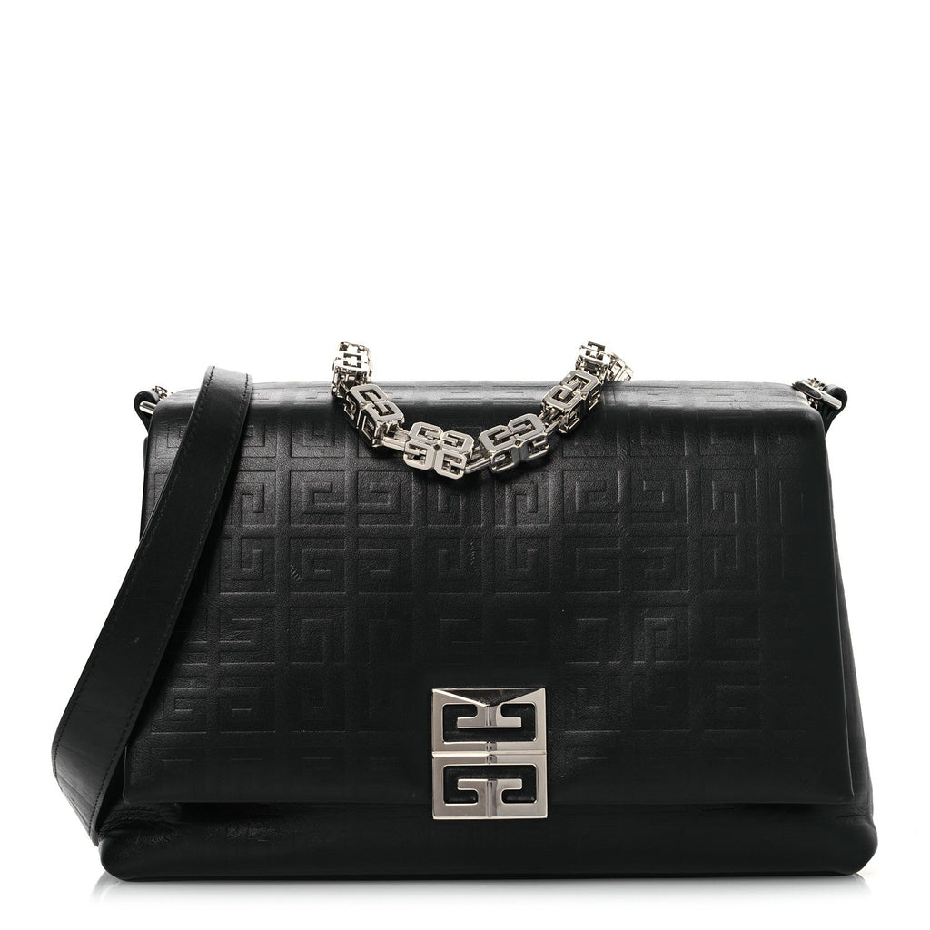 Soft Calfskin 4G Embossed Medium Shoulder Bag Black