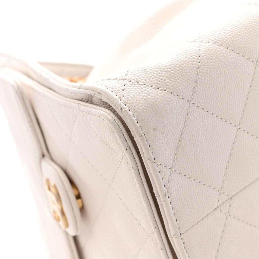 Caviar Quilted Small Chanel 25 Handbag White