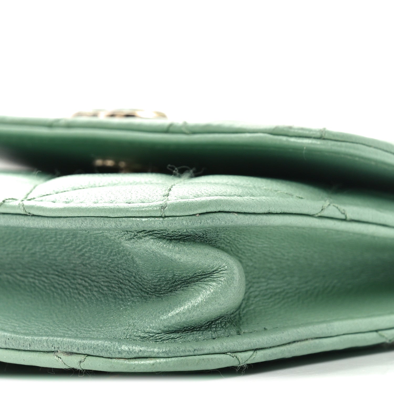 Lambskin Resin Quilted Mini Heart Flap Light Green