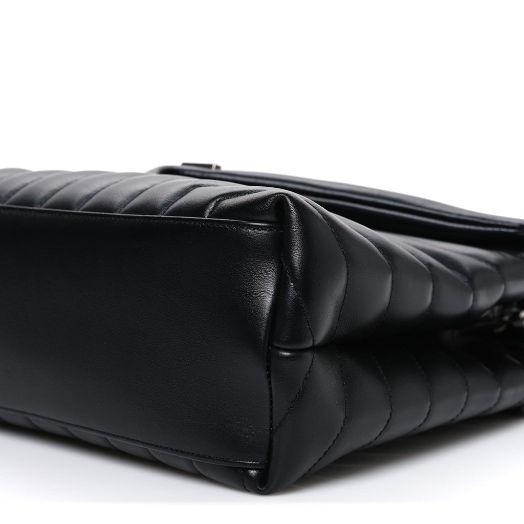 Calfskin Y Quilted Monogram Medium Loulou Chain Satchel Black