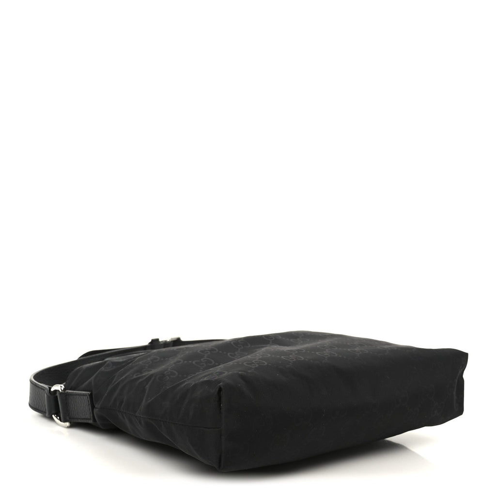 Nylon Monogram Dollar Calfskin Flat Messenger Bag Black