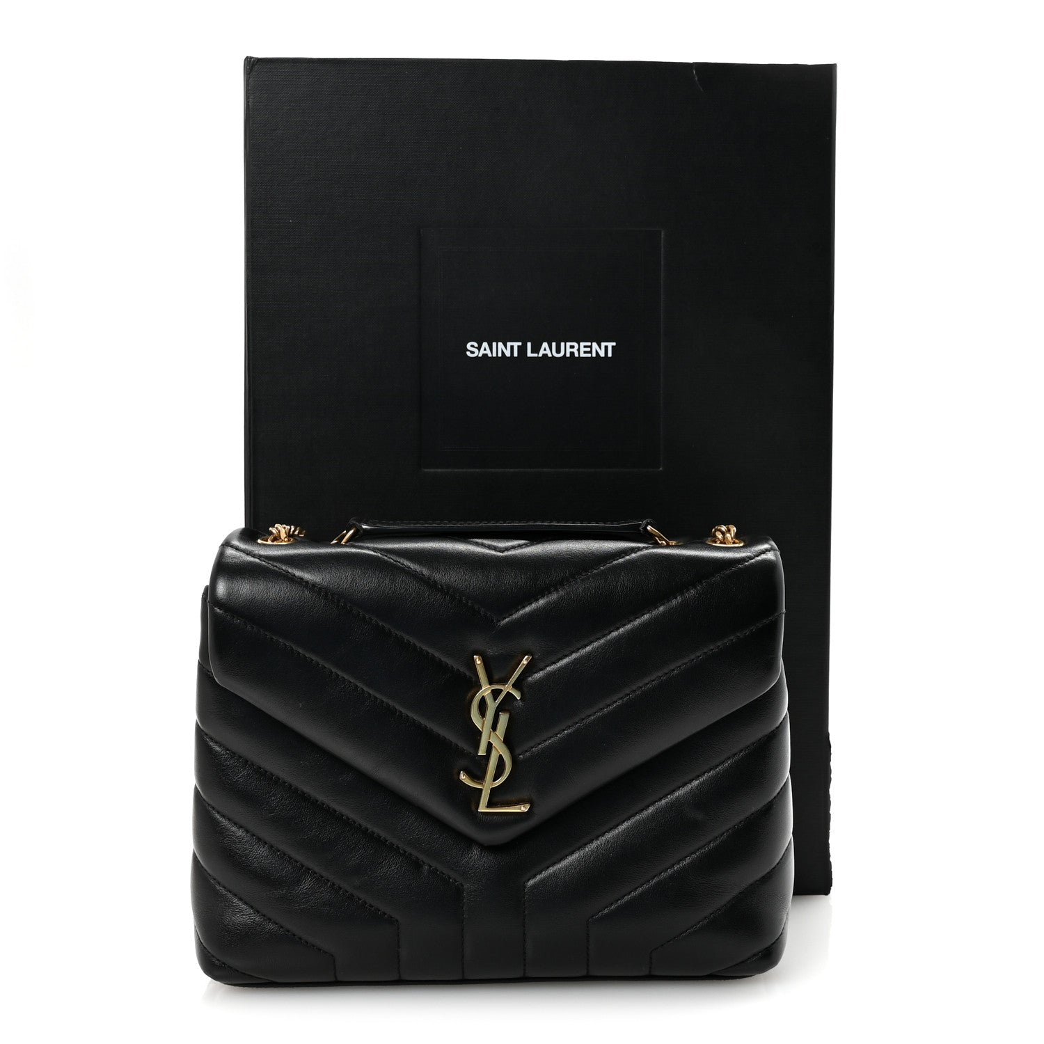 Calfskin Y Quilted Monogram Small Loulou Chain Satchel Black
