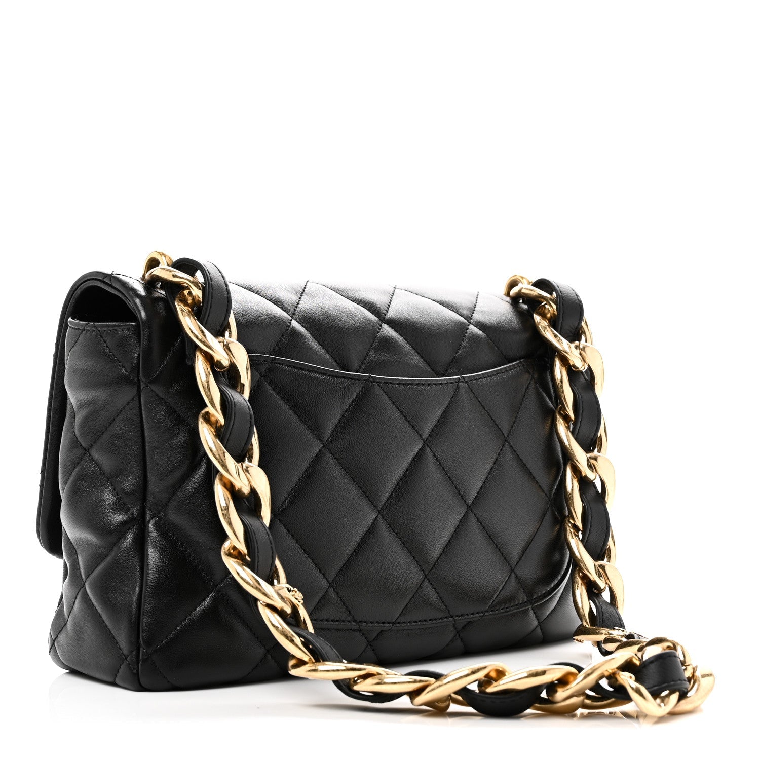 Lambskin Quilted Large CC Funky Town Flap Black
