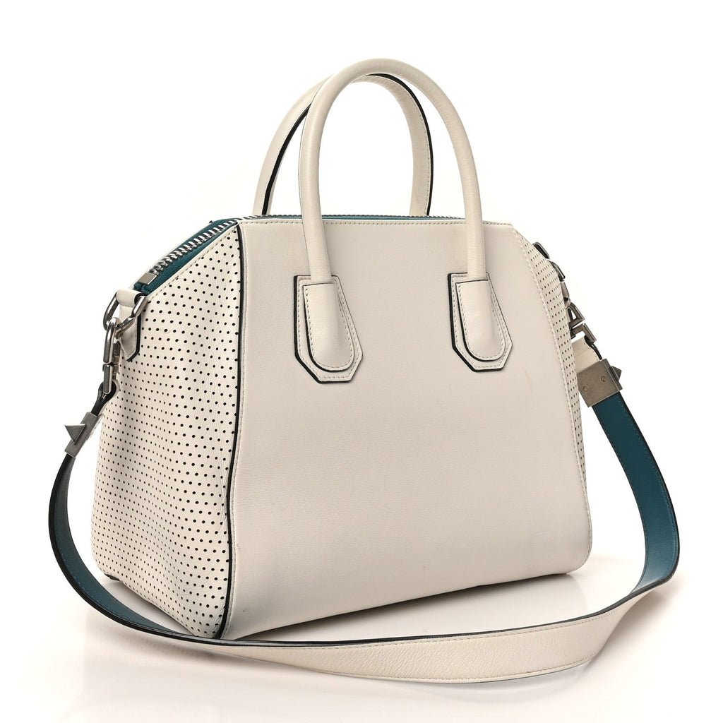 Lambskin Perforated Small Antigona White