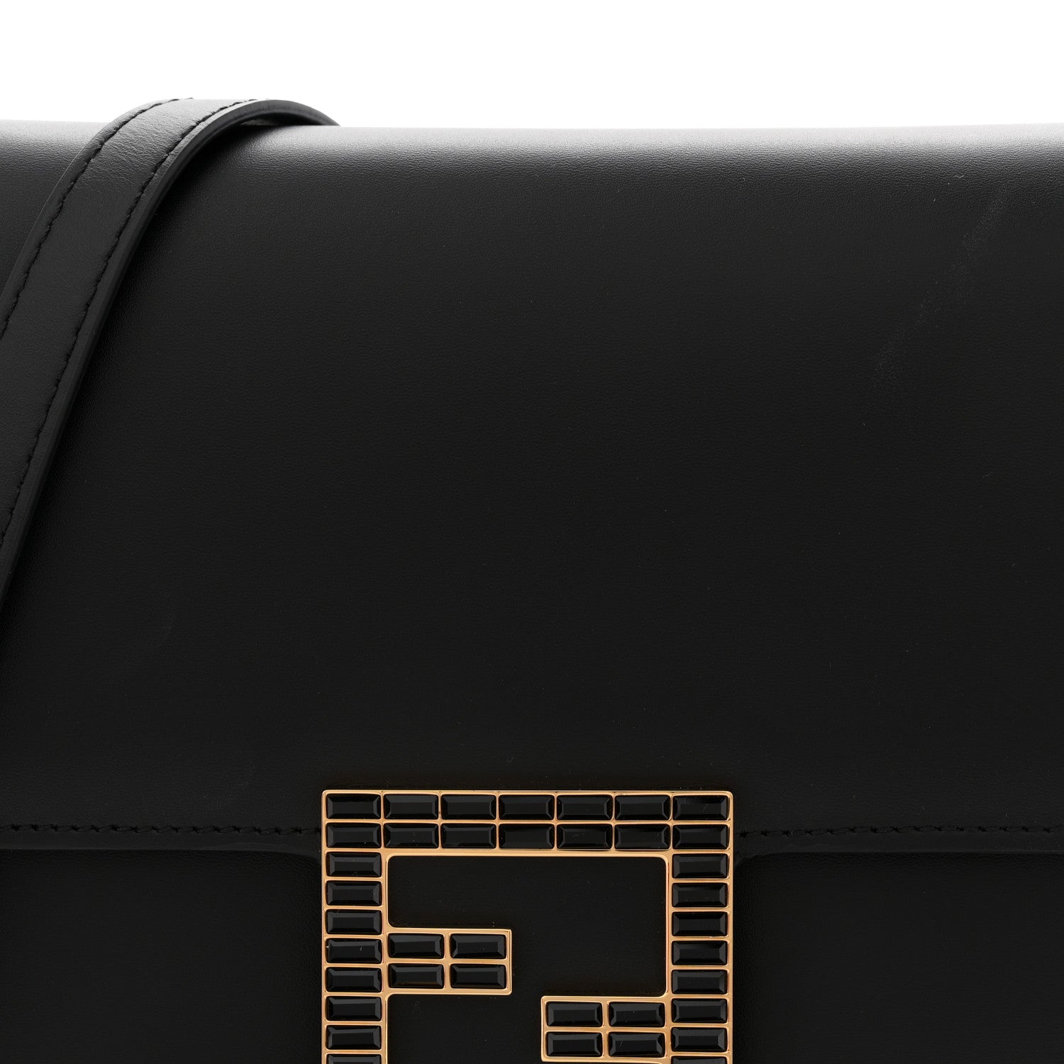 Vitello King Crystal Fab Crossbody Bag Black